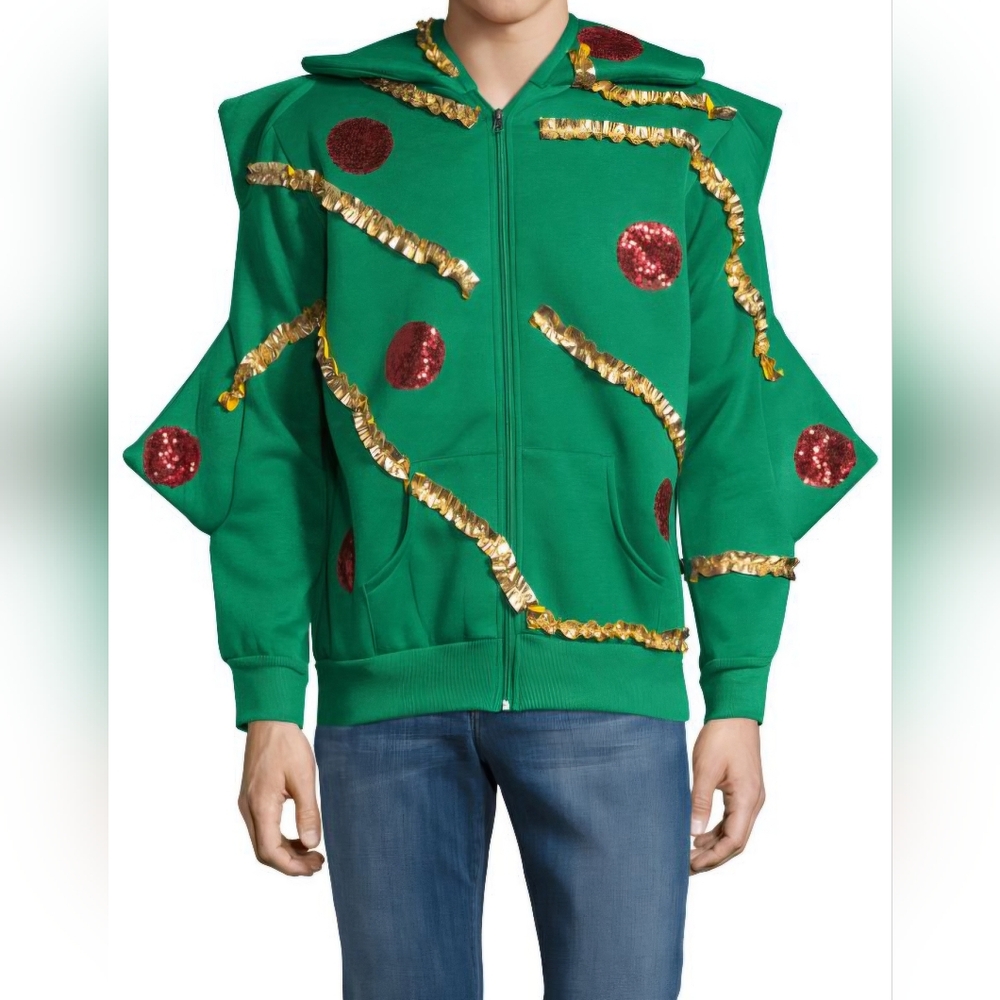 American Stitch Embellished Christmas Tree Zip Hoodie